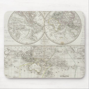 World Map in Two Hemispheres Mouse Pad