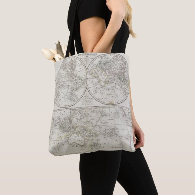World Map in Two Hemispheres Tote Bag (Close Up)