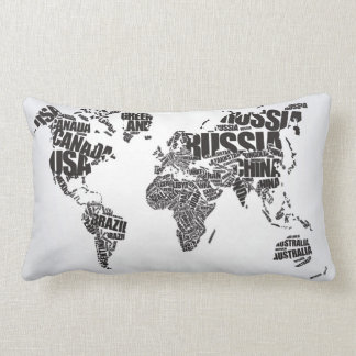 World Map in Typography Lumbar Cushion