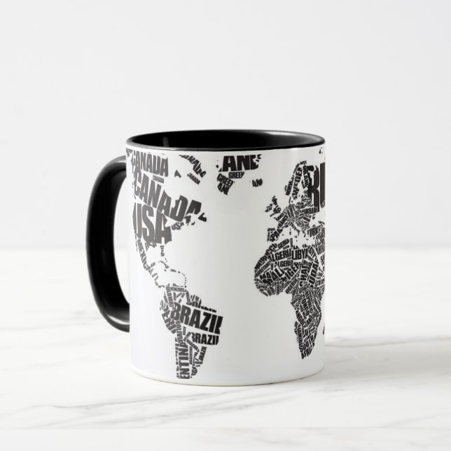 World Map in Typography Mug (Front Left)