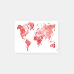 World map in water color Red Post-it Notes