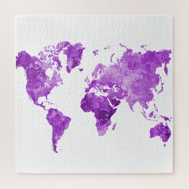 World map in watercolor 08 Purple Jigsaw Puzzle (Vertical)