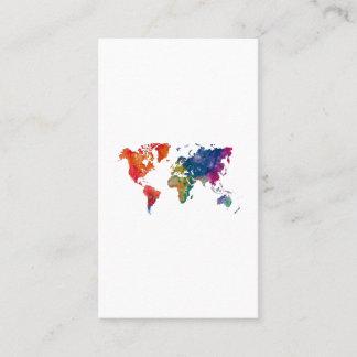 World map in watercolor business card