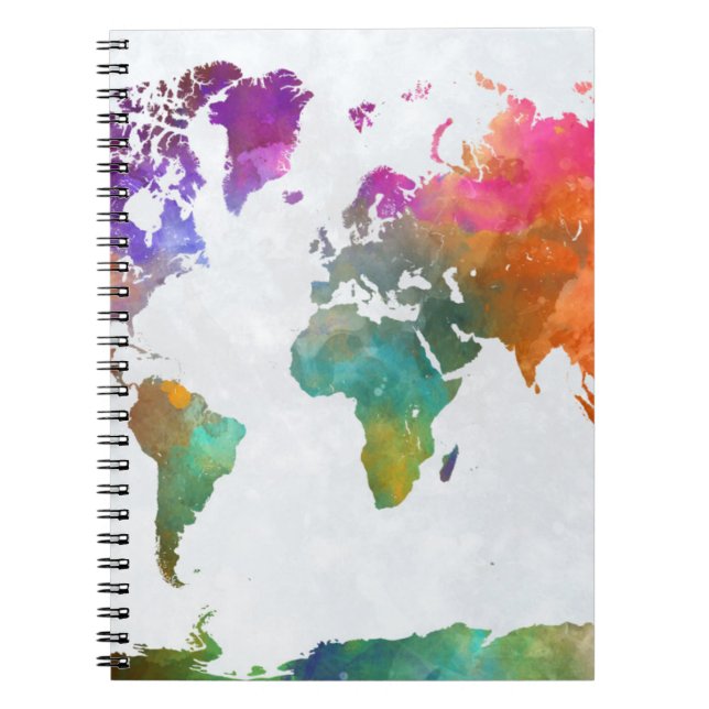 World Map In Watercolor Notebook (Front)