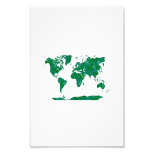 World map in watercolor photo print