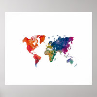 World map in watercolor