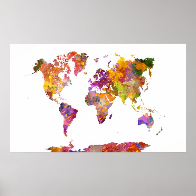 World map in watercolor poster (Front)