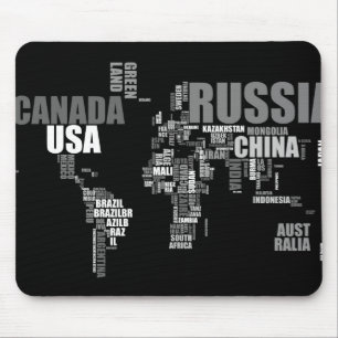 World Map in Words Mouse Pad