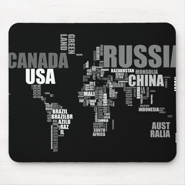 World Map in Words Mouse Pad (Front)