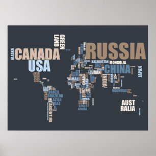 World Map in Words Poster