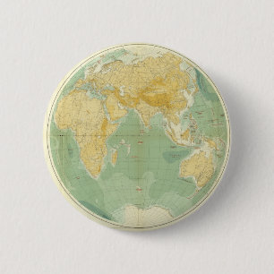 World Map Indian Ocean, Europe, Asia, Africa 6 Cm Round Badge