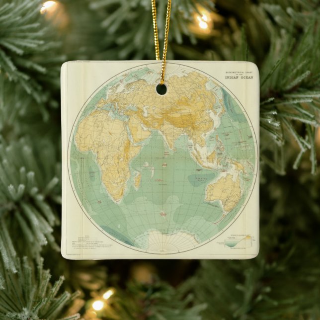 World Map Indian Ocean, Europe, Asia, Africa Ceramic Ornament (Tree)