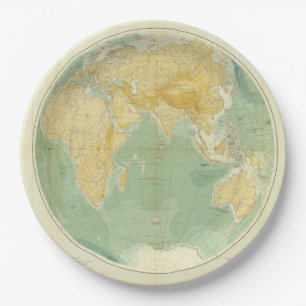 World Map Indian Ocean, Europe, Asia, Africa Paper Plate