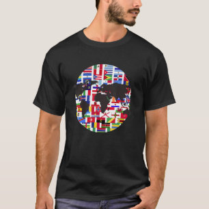 World Map International Country Flags Travelling W T-Shirt