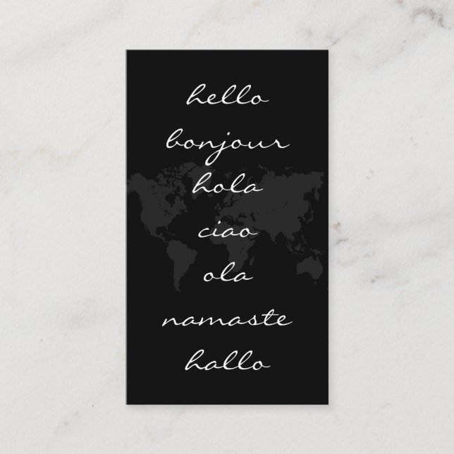 World Map | International Greetings Business Card (Front)