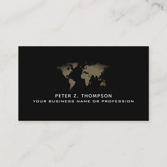 world map international trade black business card (Front)