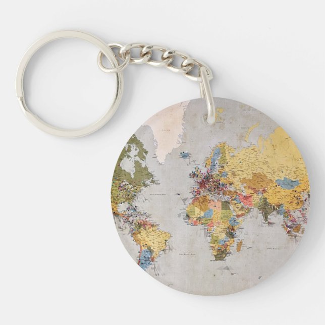 world map key ring (Front)