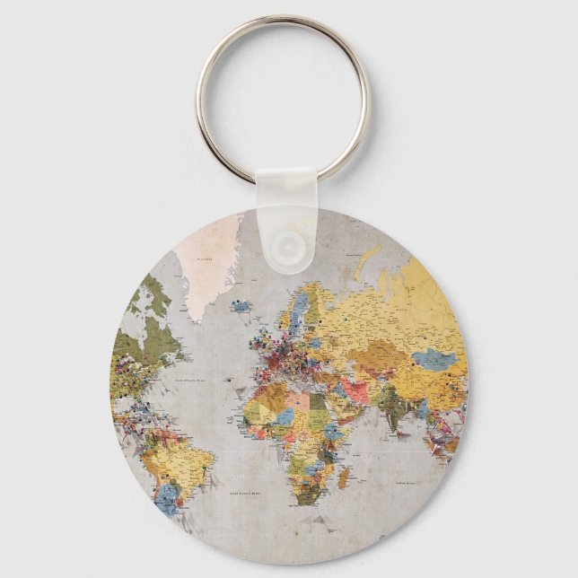 world map key ring (Front)