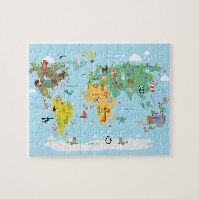 World Map Kids Cartoon Jigsaw Puzzle (Horizontal)