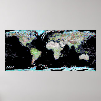 World Map Landsat Mosaic 2002 Poster