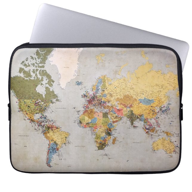world map laptop sleeve (Front)