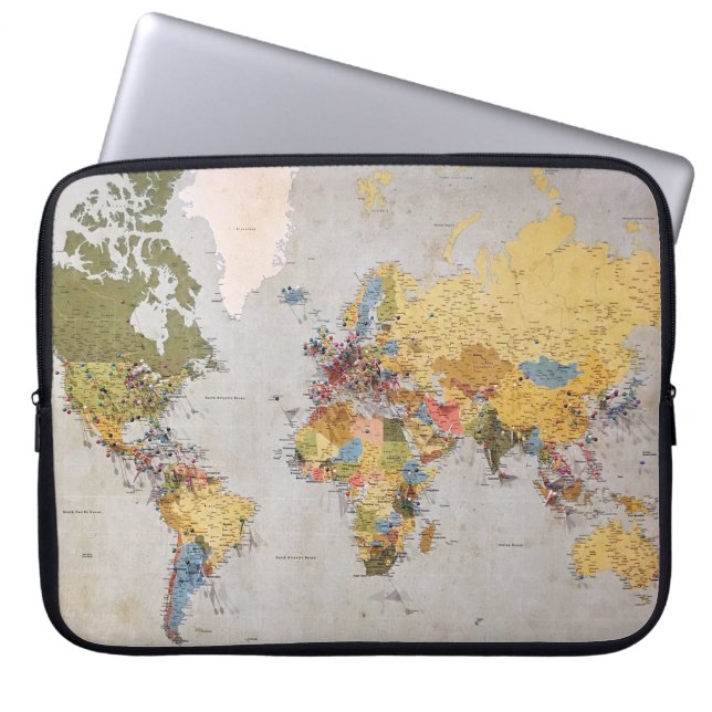 world map laptop sleeve (Front)