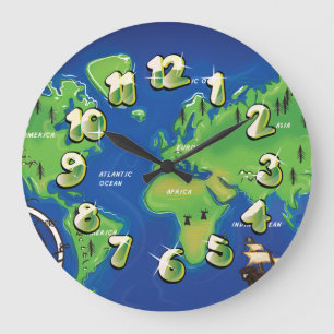 World Map Large Clock