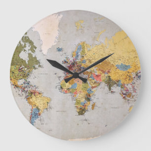 world map large clock