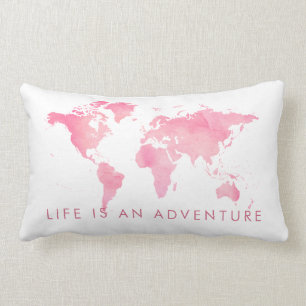 World Map Life is an Adventure Baby Kids Lumbar Cushion
