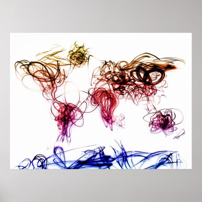 World Map Light Writing Poster (Front)