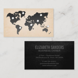 World Map Location Markers Business Card