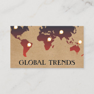 World Map   Location Markers Business Card
