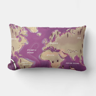 World Map Lumbar Cushion