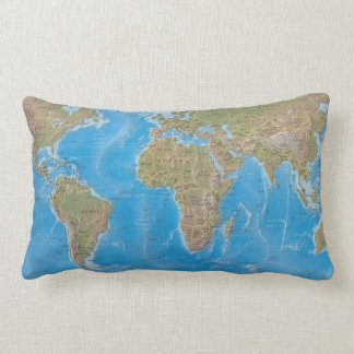 World Map Lumbar Cushion