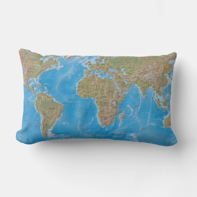 World Map Lumbar Cushion (Front)