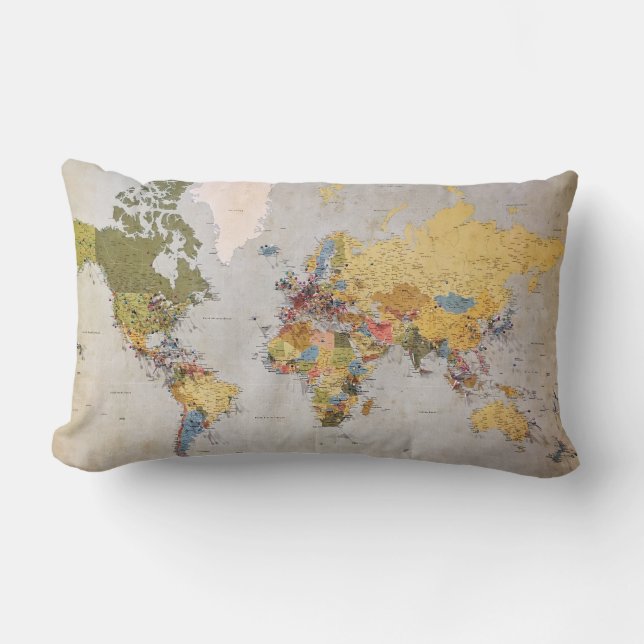 world map lumbar cushion (Front)