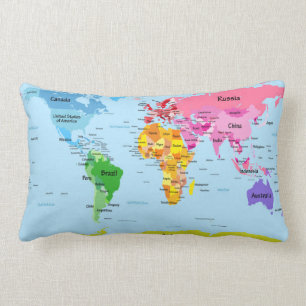World Map Lumbar Cushion