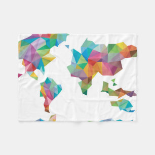 World Map Made of Geometric Shapes Fleece Blanket