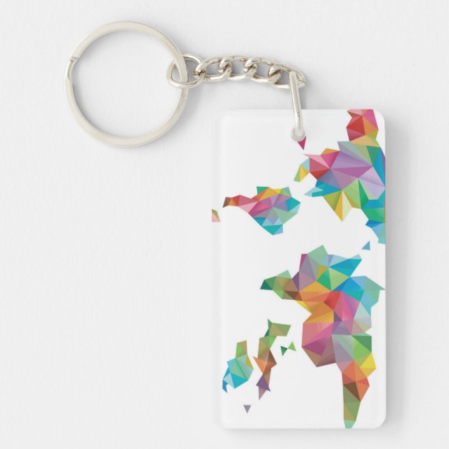 World Map Made of Geometric Shapes Key Ring (Front)