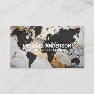 World Map   Marble Background Business Card