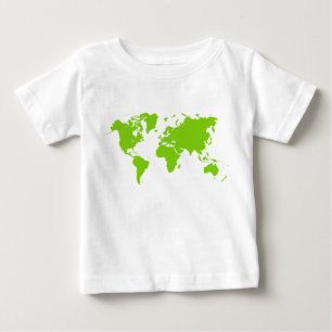 World Map - Martian Green Baby T-Shirt