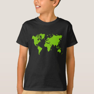 World Map - Martian Green T-Shirt