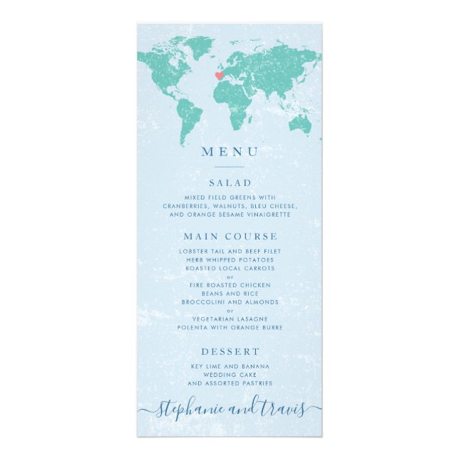 World Map Menu Card - All colours are editable (Front)