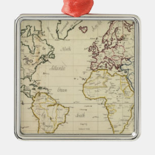 World map metal ornament