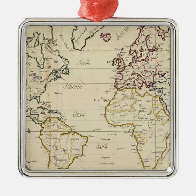 World map metal ornament (Front)