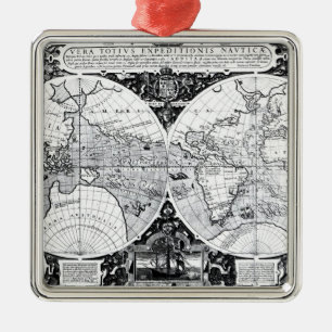 World map metal tree decoration