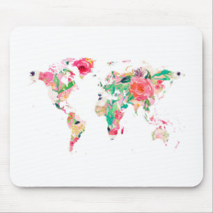 World Map Mouse Pad, Pink Mouse Pad