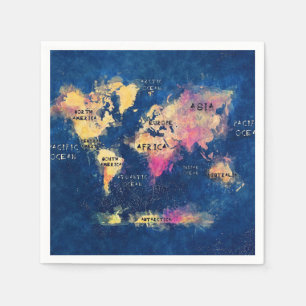 world map napkin
