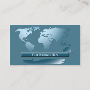 World Map Ocean Blue Business Card 1