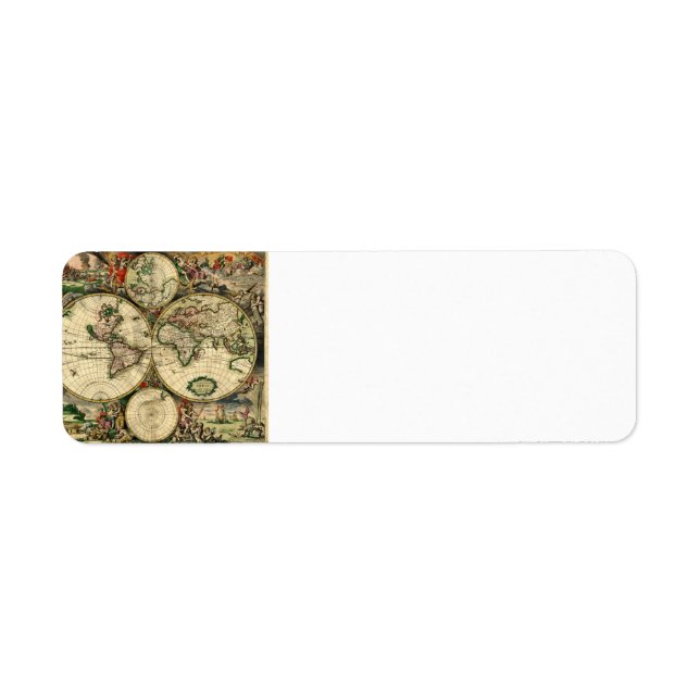 World Map of 1689 Gifts Return Address Label (Front)
